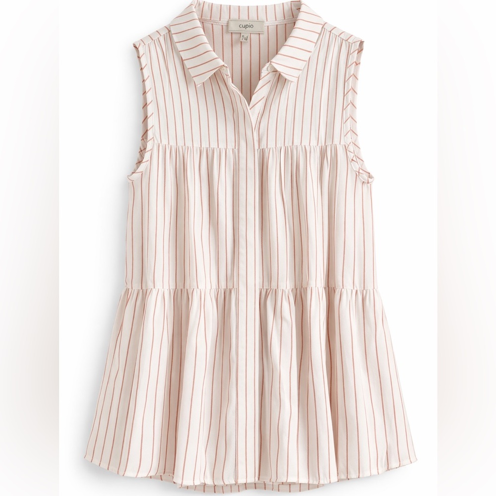 Cupio Striped Button Up Tank